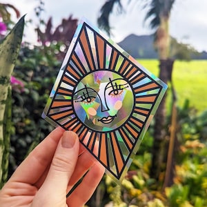 NEW! Sun Goddess Diamond Suncatcher Sticker Window Decal Rainbow Maker Celestial Aesthetic Sun Catcher Sticker 5.5"