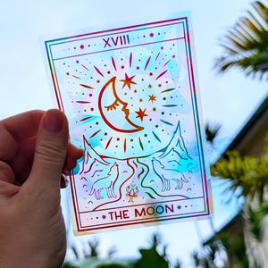 Tarot Suncatcher Sticker: Rainbow Window Cling, Celestial Light Catcher