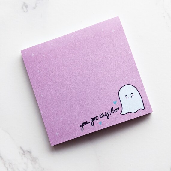 Cute Little Ghost Sticky Note Pad you Got This Boo Cute Ghost