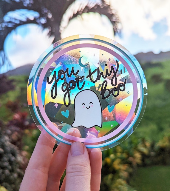 NEW Cute Little Ghost Rainbow Suncatcher Sticker you Got This, Boo