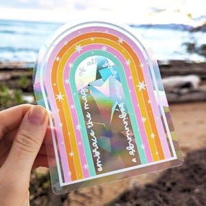 Magic of New Beginnings Cute Pastel Aesthetic Rainbow Suncatcher Sticker Prism Window Cling Rainbow Inspirational Gift Light Catching Decal