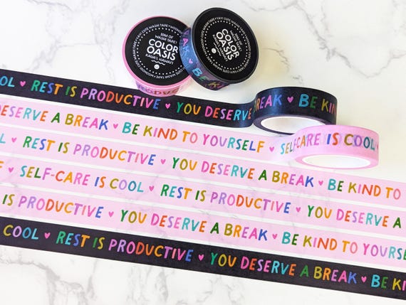 Rainbow Washi Tape: Gentle Reminders Colorful Full Roll of Washi Tape for Planners