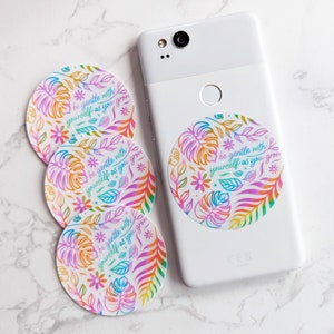 NEW Be Gentle With Yourself As You Grow Clear Rainbow Plants Aesthetic Sticker Laptop Mirror Water Bottle Sticker Mental Health Sticker image 2