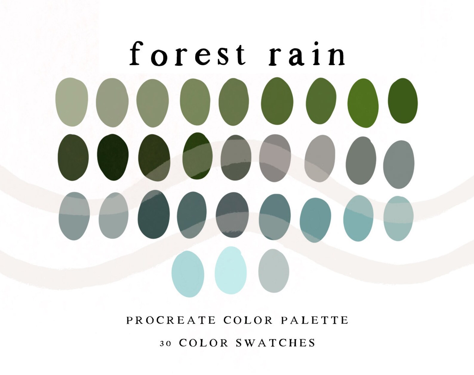 Earthy Muted Blue & Green Procreate Color Palette Set of 30 Etsy