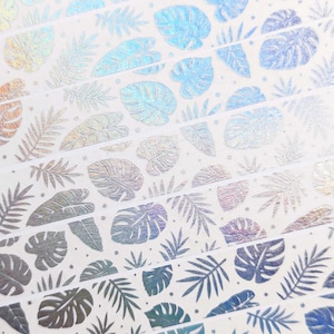 Holographic Tropical Monstera Plant Washi Tape: Scrapbooking, Journaling