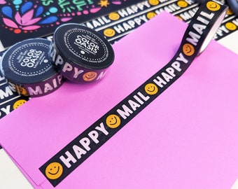 Cute Smiling Happy Washi Tape for Envelopes & Packages | Small Business Washi | Cheery Mail Happy Stickers Envelope Seal Alternative