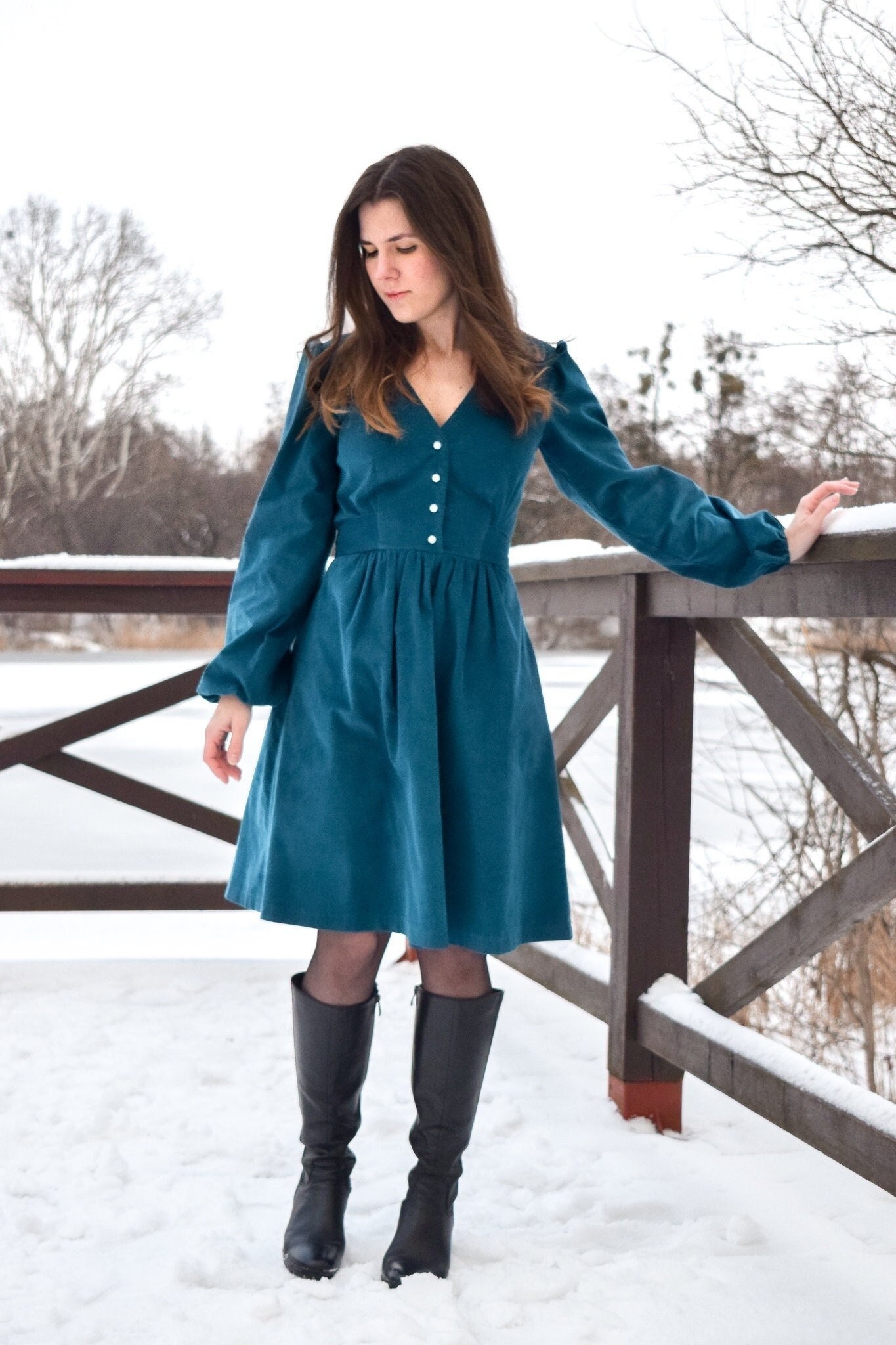 blue dress winter