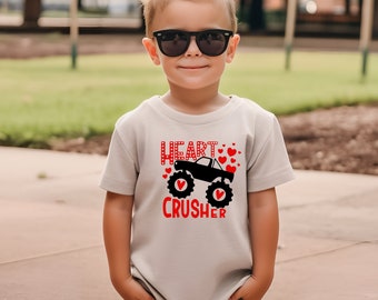 Kids Valentines Day Shirt, Toddler Monster Truck Shirt, Boys Heart Crusher Tee, Monster Truck Lover Gift, Toddler Valentine, Valentine Truck