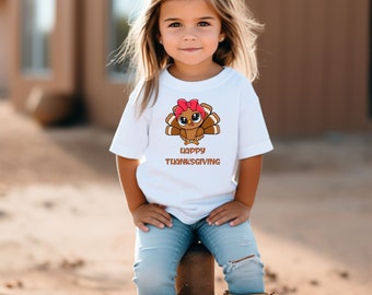 Cute Turkey Shirt for Girls, Thanksgiving Turkey Toddler Shirt, Kids Fall Shirt, Thanksgiving Turkey Gift, First Thanksgiving Bodysuit