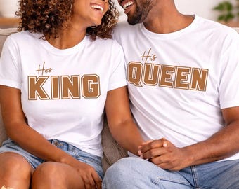 King and Queen Couple Shirts, Matching Couple Shirts, His and Hers Shirt, Anniversary Gift, Husband Wife Shirt, Valentine Couple Tee