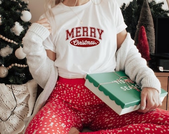 Merry Christmas Adult Shirt for Women, Cute Christmas Tee, Christmas Gift For Her, Couple Christmas Shirt, Christmas Gift Idea, Secret Santa