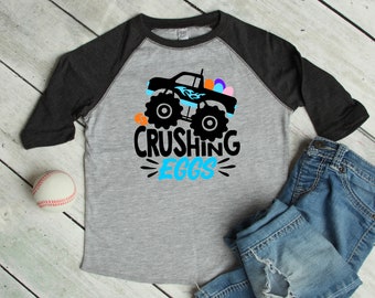 Boys Monster Truck Easter Shirt, Toddler Boy Crushing Eggs Easter Truck Shirt, Monster Truck Lover Gift, Easter Egg Hunt, Boys Easter Outfit