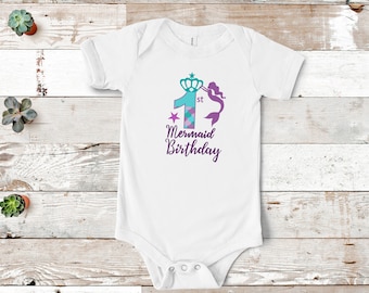 Personalized Mermaid Birthday Bodysuit - Girls 1st Birthday Gift