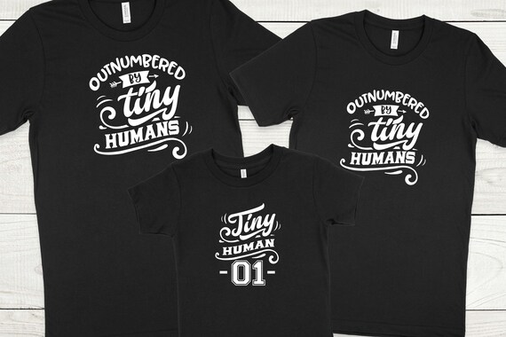 Sibling Set Of 3, Outnumbered By Tiny Humans Family Shirts, Motherhood Gift for Her, Pregnant Mom Gift, Outnumbered Dad, Tired Mom Life