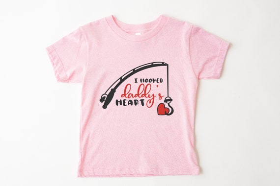 I Hooked Daddy's Heart Shirt, Toddler Daddys Girl Tee, Kids Fishing Shirt,  Fathers Day Gift, Fishing Baby Bodysuit Shower Gift, Funny Kid 