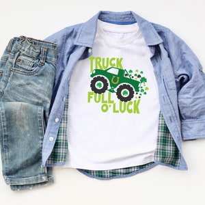 St Patricks Day Kids Shirt, Toddler Boys Monster Truck Shirt, Truck Full Of Luck Shamrock , Monster Truck Lover Gift, Irish, St Pattys Day