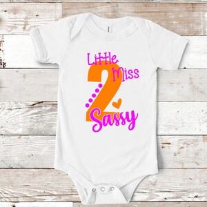 Kids Little Miss 2 Sassy Shirt, Sassy Birthday Gift, Funny Sassy Girls Toddler Shirt, Sassy Baby Bodysuit Shower Gift, Baby Announcement