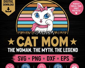 Cat Mom Shirt, Cute Cat Lover Gift, Funny Cat Mom Tee, Vintage Cat Graphic Shirt, The Woman The Myth The Legend, Pet Lover Gift for Women