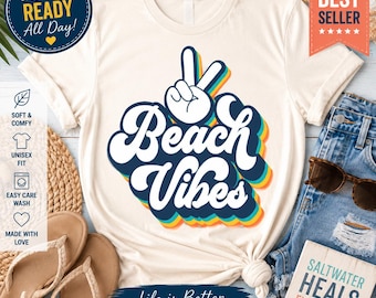 Beach Vibes Shirt, Retro Summer Tee, Beach Lover Shirt, Coastal Vacation Shirt, Ocean Lover Tee, Cute Summer Graphic Tee, Vacation T-Shirt