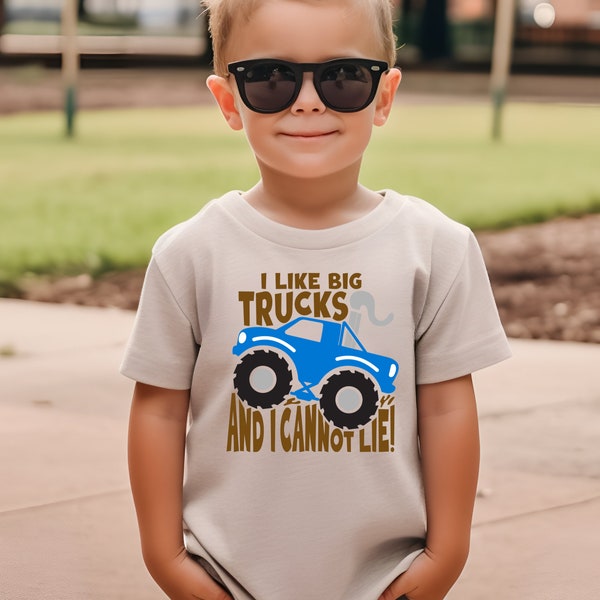 Funny Kids Monster Truck Shirt, I Like Big Trucks And I Cannot Lie Shirt, Birthday Boy Tee, Monster Truck Show, Monster Truck Lover Gift