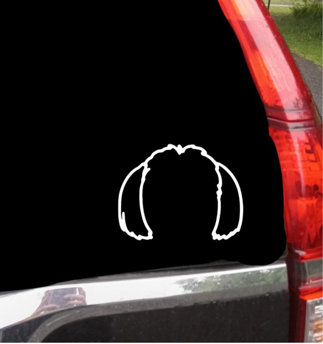 Image showcasing Shih Tzu Ears Decal Sticker - Vinyl Decal - Dog Mom, Dad, Lover - Car ...