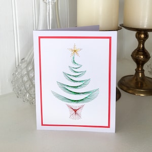 Classic Christmas Tree Handmade Embroidery Greeting Card, Hand Stitch Card, Embroidered Card, Handmade Christmas Card, Merry, Holiday