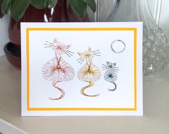 Moon Cats Handmade Embroidery Greeting Card, Hand Stitch Card, Embroider Card, Happy Birthday Card, Cat Gifts, Cat Greeting Card, Halloween