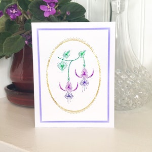 Fuchsias Handmade Embroidery Greeting Card, Hand Stitch Card, Embroidered Card, Happy Birthday Card, Mother's Day Card, Wedding, Anniversary