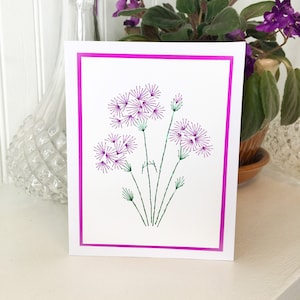 Carnations Handmade Embroidery Greeting Card, Hand Stitch Card, Embroidered Card, Happy Birthday, Mother's Day Card, Wedding Anniversary