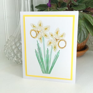 Daffodils Handmade Embroidery Greeting Card, Hand Stitch Card, Embroidered Card, Happy Birthday Card, Mother's Day Card, Wedding Anniversary