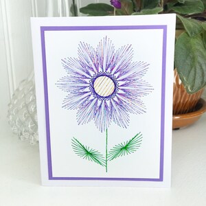 Lavender Flower Handmade Embroidery Greeting Card, Hand Stitch Card, Embroidered Card, Happy Birthday Card, Mother's Day Card, Anniversary