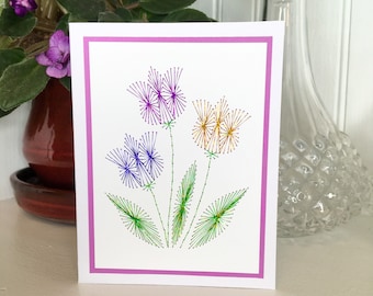 Spring Tulips Handmade Embroidery Greeting Card, Hand Stitch Card, Embroidered Card, Happy Birthday Card, Wedding, Mother's Day, Anniversary