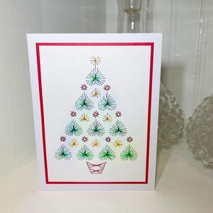 Hearts Christmas Tree Handmade Embroidery Greeting Card, Hand Stitch Card, Embroidered Card, Handmade Christmas Card, Happy Holiday Card