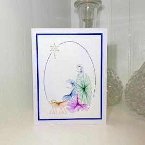 Nativity Star Handmade Embroidery Greeting Card, Hand Stitch Card, Embroidered Card, Handmade Christmas Card, Happy Holidays Card, Merry