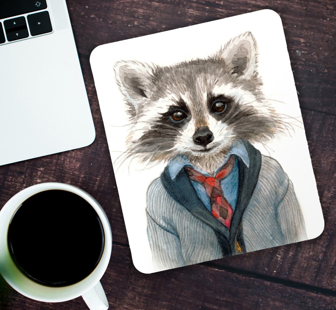 Raccoon Mouse pad 9x7 inch Laptop pad Office Home decor PC Etsy