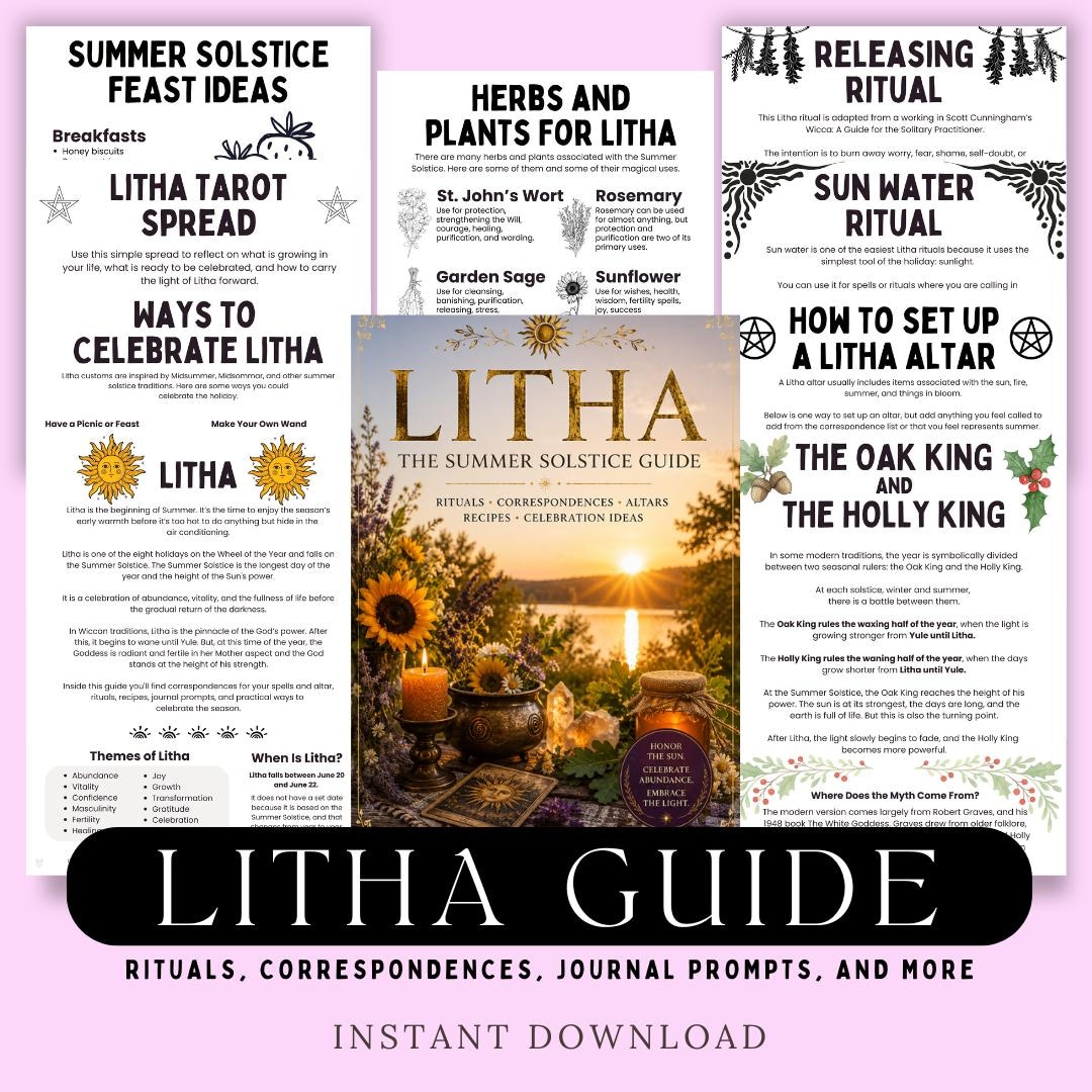 Litha Book of Shadows Pages, Summer Solstice Grimoire Printable, Wiccan ...