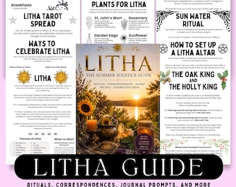 Pagine del Libro delle Ombre di Litha, Grimorio del Solstizio d'Estate stampabile, Pagine del Rituale del Sabbat Wiccan, Corrispondenze, Guida all'Altare per le Streghe