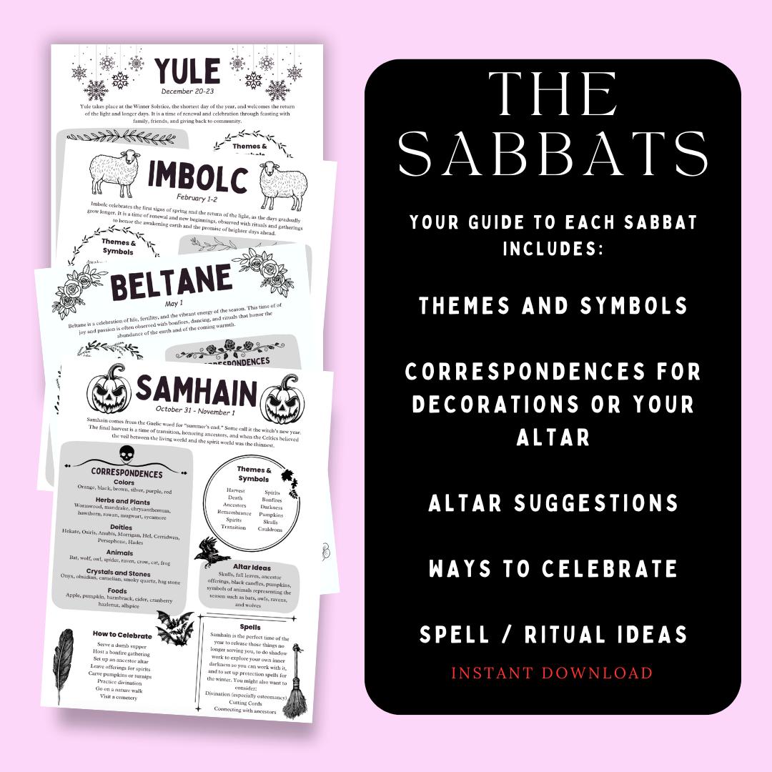 Sabatts Wheel of the Year Printable: Sabbats Grimoire Pages (PDF) - Etsy