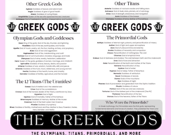 Greek Gods Guide: Olympians, Titans, Primordials (PDF Printable)
