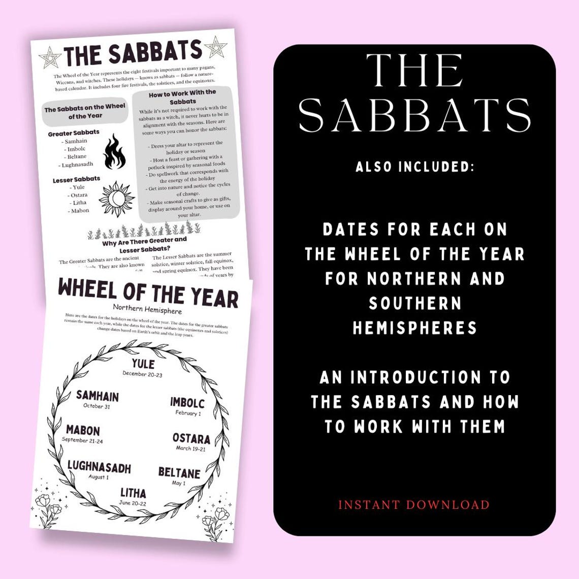 Sabatts Wheel of the Year Printable: Sabbats Grimoire Pages (PDF) - Etsy