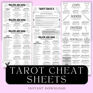 Hoja de trucos del tarot para principiantes, correspondencias y significados, significados de las cartas del tarot para imprimir, arcanos mayores y arcanos menores