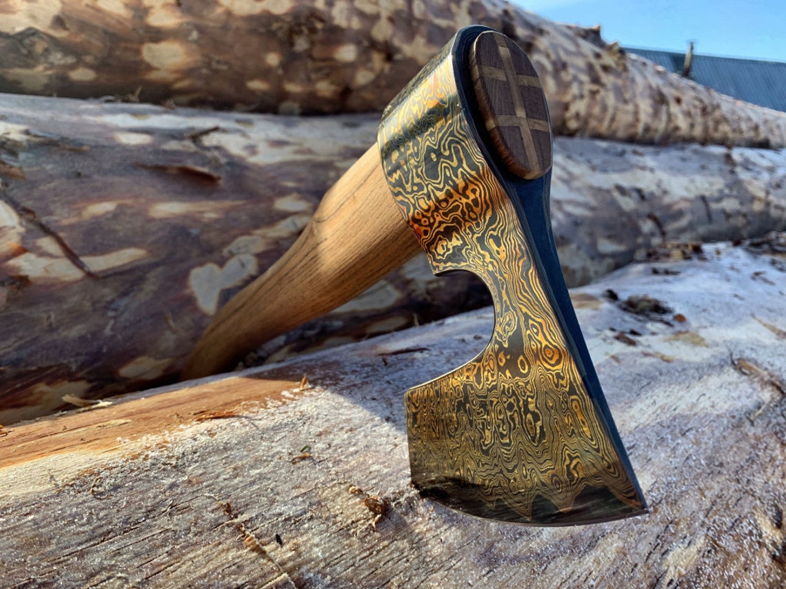 Russian Damascus Steel Axe Carpenter Hand Etsy
