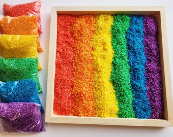 Rainbow rice filler for sensory bin base 6 colors, 6 cups of colored rice for sensory play, filler for FLISAT Children's table