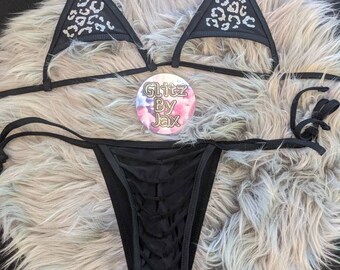Black Silver Bikini Etsy