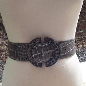 Streets Ahead Snakeskin Print Leather Belt with Vintage Italian Buckle -- Size M