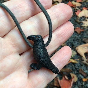 Vintage black bird crow raven pendant necklace jewelry gothic style bird fashions accessories choker goth girl pagan supernatural Halloween