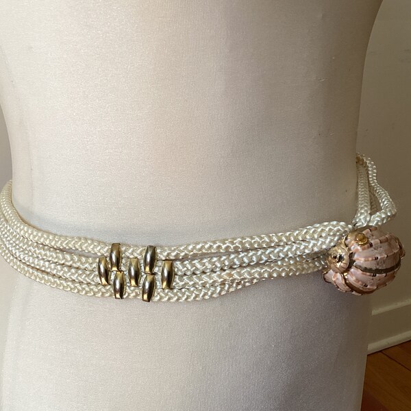 Brown Leather Belt with Seashell