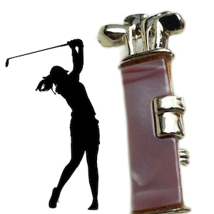 Vintage pink pearlized cabochon set of golf clubs golf brooch pin pearlescent golfing fashion accessories jewelry Mother's day gift sports