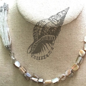 Vintage Beaded Multi-Strand Necklace: Earth Tones, Faux Shell Boho Jewelry