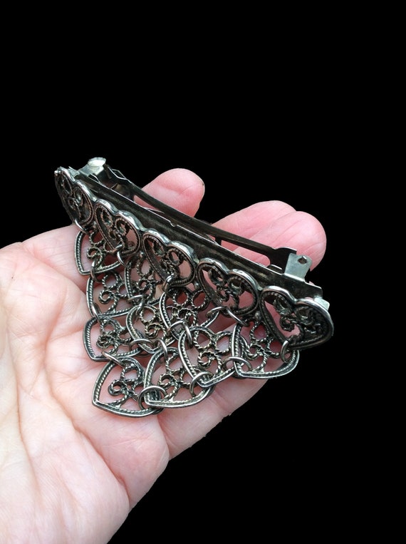 Vintage hair adornments filigree metal Valentine … - image 5